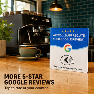 NFC Google Review Sign Tap to Rate Acrylic Desk Sign 5 Star Review Request Card Stand for Restaurant Cafe Retail Counter - Product Image 2
