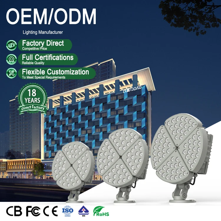 Landscape Floodlight Die-Cast Aluminium Ip65 Waterproof Outdoor Led Round Flood Lamp 48W 60W 72W Flood Light
