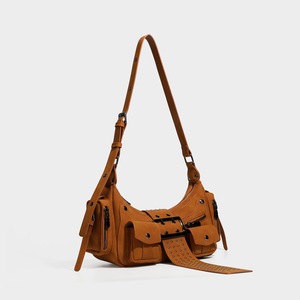 Factory 2026 Trendy One-Shoulder Underarm Motorcycle Bag Unique Punk Style Stylish for Girls Versatile Stud Belt Buckle Handbags - Product Image 2