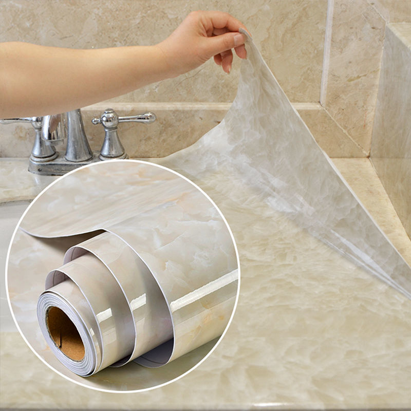 Oil Proof Self Adhesive Wallpaper for Kitchen Home Decor High Temperature Resistance Self-adhesive Marble Decor Protective Film