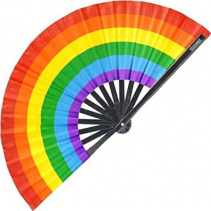 Abanico de mano grande de bambú personalizado, plegable, estilo chino, para danza, con técnica pintada - Product Image 1