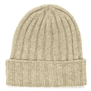 Benutzer definierte 100% Kaschmir gerippte Qualität Frauen randlosen Hut für den Winter