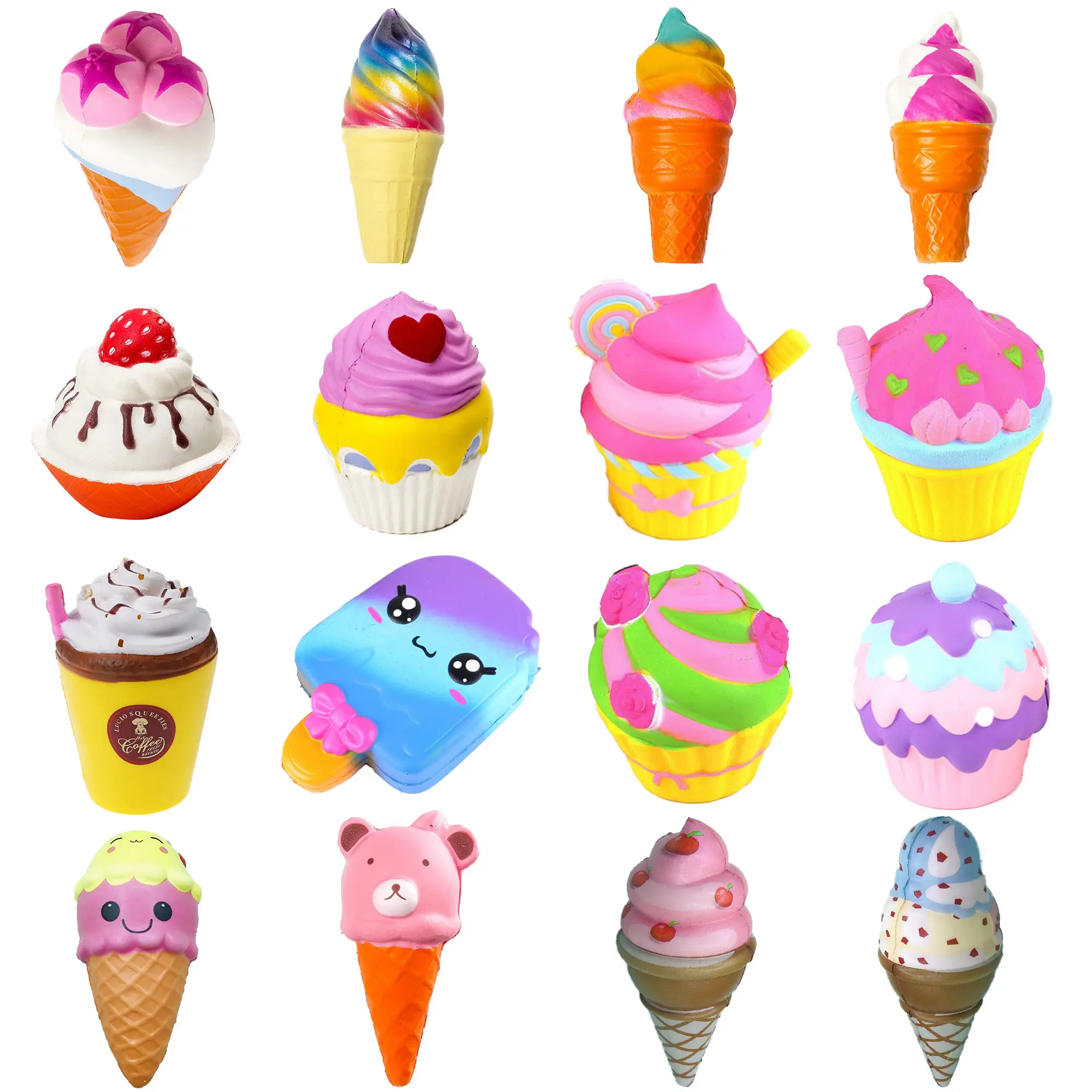 China Factory custom display box Kawaii Pu Foam Slow Food Ice cream Squeeze Toy Slow Rising Scented Cute Squishy set meal