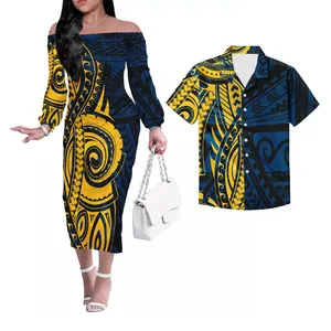 Drop Shipping Polynesian การออกแบบรูปแบบคลาสสิก Mens เสื้อฮาวาย Match ผู้หญิง Plus ขนาด Bodycon ชุดขายส่ง