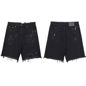 Top Quality Heavyweight 100% Cotton New Distressed Washed Denim <b>Shorts</b> With Knife Cut <b>Tassel</b> Casual Denim <b>Shorts</b> for Men - Product Image 5