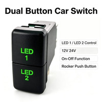 Interrupteur de voiture à double bouton 12V 24V avec LED verte, bouton-poussoir à bascule pour le contrôle des lumières Toyota Hilux Prado Land Cruiser