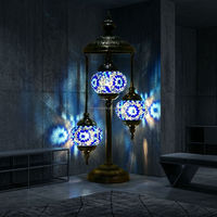 Lampe turque à mosaïque Marrakech 3 Globes, lampe sur pied marocaine colorée
