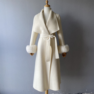 Cappotti in <span class=keywords><strong>Cashmere</strong></span> Personalizzati Jxwatcher con Polsini in Vera Pelliccia di Volpe, Abbigliamento Invernale da <span class=keywords><strong>Donna</strong></span>, <span class=keywords><strong>Cappotto</strong></span> Lungo in Lana Double Face con Pelliccia di Volpe - Product Image 3