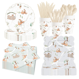 Vajilla para Fiesta de Conejos DAMAI, Artículos para Fiesta de Cumpleaños con Temática de Animales de Granja, Juego de Platos, Servilletas y Vasos para 8 Personas - Product Image 4