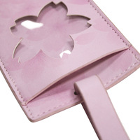 Étiquette de bagage en cuir PU personnalisée avec logo Sakura, motif fleur de cerisier ajourée, pour valise de voyage, cadeau souvenir