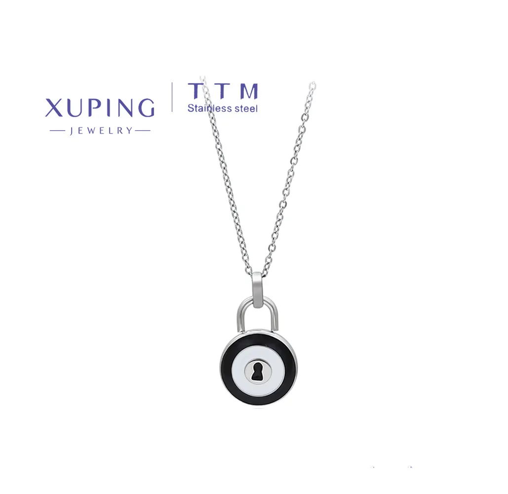 xuping TTM Means I Love You Lock Pendant, Same Style Colorless Stainless Steel Necklace