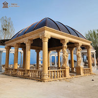 Gazebo en marbre personnalisé pour l'extérieur, rectangulaire, style grec Caryatid, colonnade classique, pavillon de jardin en pierre, fabricant OEM, vente en gros