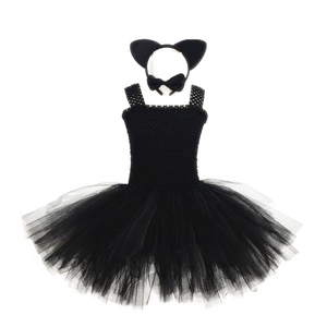 Costume di Halloween per Bambine, Vestito da Gatta Nera in 3 Pezzi, Abito Tutu per Travestimento, Costume di Carnevale e Halloween - Product Image 6