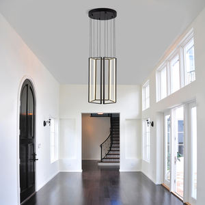 Minimalist Hanging <b>Lights</b> Aluminum Pendant <b>Light</b> LED Chandeliers with Controller Modern Black Pendant <b>Lights</b> for Bedroom Stair - Product Image 6