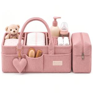 Panier de rangement portable pour la crèche avec compartiments amovibles, organiseur de couches pour bébé, accessoires essentiels pour nouveau-nés - Product Image 1