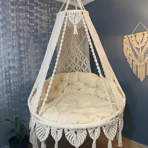 Fauteuil suspendu en macramé <span class=keywords><strong>XXL</strong></span> style bohème pour intérieur, véranda ou chambre - Product Image 1