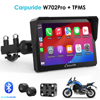 Carpuride W702Pro - Pantalla de Navegación GPS Portátil de 7 Pulgadas, Resistente al Agua, con CarPlay, Android Auto, Intercomunicador para Compartir Música, 1 Año de Garantía para Motocicleta