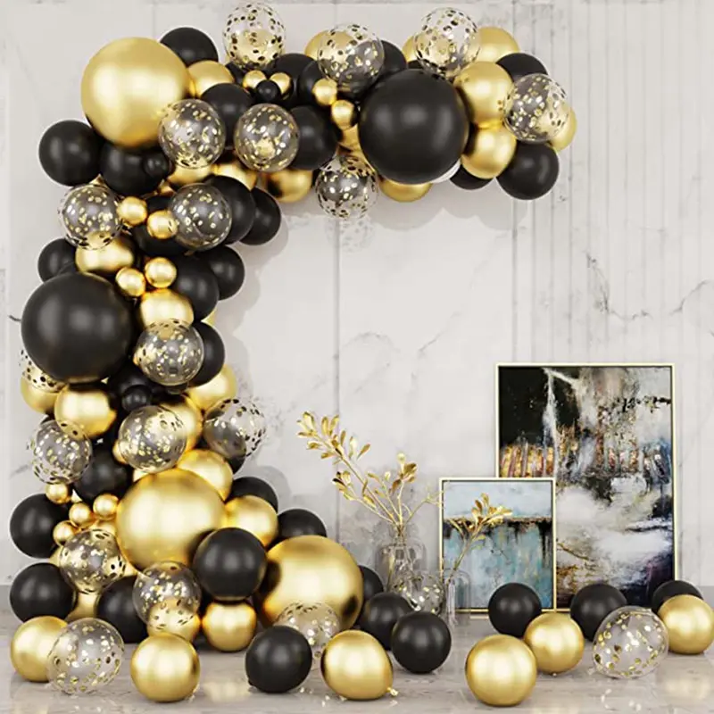 DIY Decoration Birthday Wedding Party Supplies Black Gold and Rose Gold Latex Balloon Ballon Stand Arch Garland Kit Set for Sale