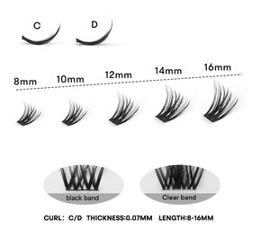 Faux cils en grappe DIY personnalisés pour femmes, faits à la main, en vison synthétique noir mat foncé, pré-collés, sans colle, sans aiguille à eyeliner, à presser - Product Image 3