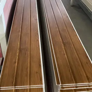ラミネートPVC壁パネル木製カラー偽天井PVCタイルプリントホットスタンプ箔純白クロームPVC天井パネル