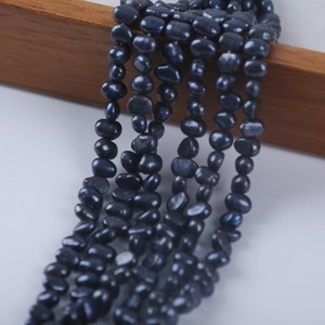 Natural 18cm5-6mm Freshwater Black Baroque Pearls Loose DIY Handmade Jewelry Material Two Sided <b>Gloss</b> <b>White</b> & Pink Color Options - Product Image 2