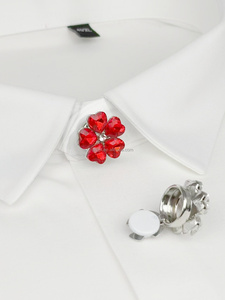 光沢のあるハート型ボタンカバー6色5葉ラインストーンシルバー銅ベースビジネスギフトカフスボタン - Product Image 6