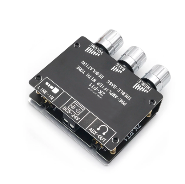 ZK-PT1 Bluetooth 5.0 Audio Receiver Decoder Stereo Tone Board Volume Controller Treble Bass Tonal Preamp Amplifier Knob