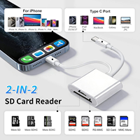 Adaptateur de carte SD TF CF externe portable haute vitesse Type-C 2 en 1, connecteur multi-emplacements, lecteur de carte mémoire