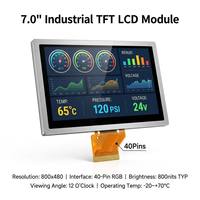 Module LCD TFT 7 pouces 800x480 RGB 40 broches, 800 nits de luminosité élevée, -20~70 ℃   pour affichage HMI industriel