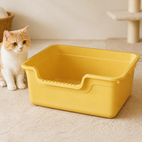 Bac à litière carré en polypropylène à ouverture supérieure avec entrée frontale abaissée, accès facile, design à bords hauts anti-éclaboussures pour chats d'intérieur