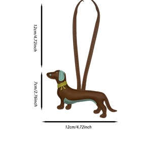 Luxury Dachshund Cartoon Pendant Carabiner Keychain Elegant Pu Leather Puppy Bag Charm Car Pendant Bag Decoration Accessories - Product Image 4