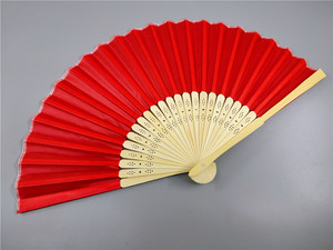 Giá Rẻ Quà Tặng Khuyến Mãi Tùy Chỉnh In Ấn Logo Tre Đám Cưới Gấp Fan Chất Lượng Cao Đồng Bằng Lụa Gấp Tay Fan Hâm Mộ Đám Cưới - Product Image 6