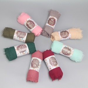 Pañuelo de algodón arrugado para mujer, Hijab musulmán, tamaño 180x90, estolas plisadas, 40 - Product Image 2