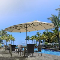 Parasol géant de jardin en acier inoxydable robuste, imperméable, avec éclairage solaire LED pour piscine, terrasse extérieure, hôtel