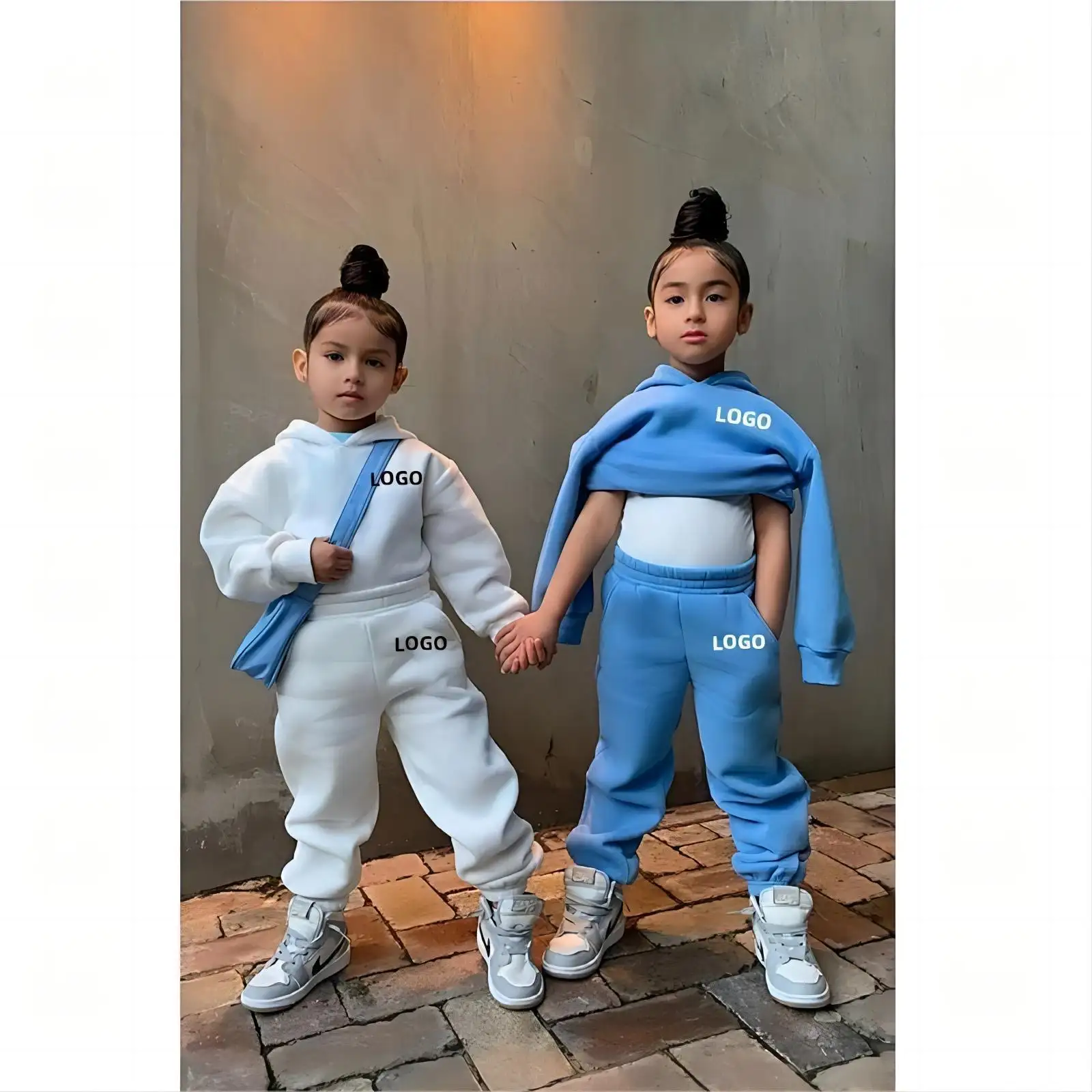 Tùy Chỉnh Hoodies OEM Toddler Cô Gái Trẻ Em Quần Áo 2 Mảnh Bộ Trẻ Em Hoodies Và Mồ Hôi Quần Quần Áo Trẻ Em Jogger Sweatuit Set