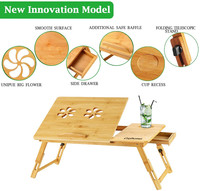 Plateau de Table Décoratif sur Lit Pliant Réglable Portable Netbook en Bois de Bambou Support de Bureau pour Ordinateur Portable Pc Bureau Portable