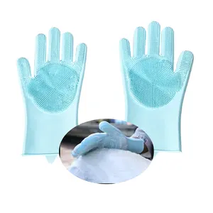 High-Density Teeth Silicone Pet Bathing Gloves Dog Washing Brush Massaging Cleaning Glove