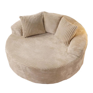 Nordic Style Round Beanbag <b>Chair</b> Off White Comfortable Sofa For Living Room Adults Children Pets - Product Image 2