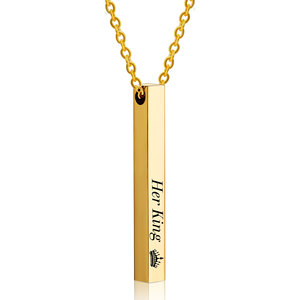 Gold Engraved <b>Custom</b> <b>Name</b> Vertical 3D Bar <b>Necklace</b> | Personalized Stainless Steel Pendant | Engravable with Fiber Machine - Product Image 1