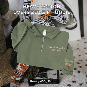 Sudadera con capucha para mujer OEM, 100% algodón, corte holgado, peso pesado, transpirable, cuello alto, con cremallera, diseño bordado, para invierno - Product Image 2