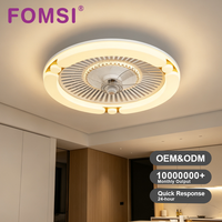 Ventilateur de plafond LED FOMSI 3-66W à profil bas avec 7 pales, lampe dimmable 3CCT, contrôle intelligent par télécommande/application pour chambre et salon