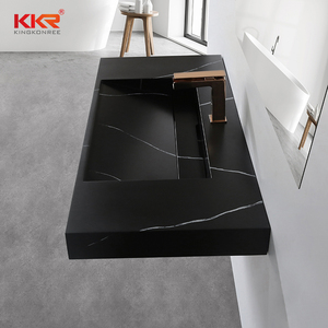 Lavabo de Superficie Sólida de Estilo <span class=keywords><strong>Antiguo</strong></span> para Baño, Mueble Combinado con Lavabo Montado en la Pared, Sin Necesidad de Pintura - Product Image 1