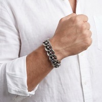 Bracelet épais pour homme en acier inoxydable, 19 mm, maillons étoile croisée 3D, style motard, creux et lourd, bijoux de main, vente en gros
