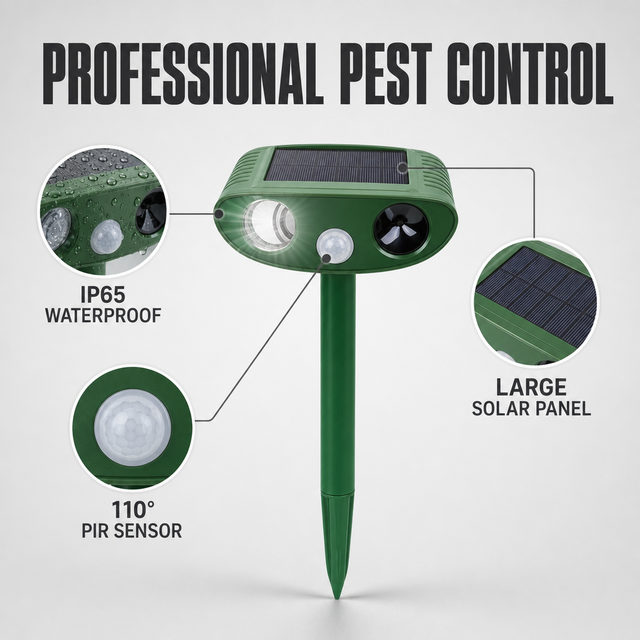 Best Selling Modes Adjustable Waterproof Solar Powered Ultrasonic Animal Control Wild Animal Repellent