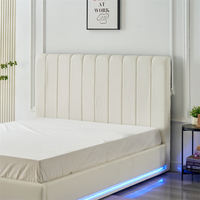 Weiches Lederbett im Modernen Stil mit Holzrahmen, Hydraulischem Gaslift, Doppelbett oder Kingsize-Bett, Gepolstertes Bett für Hotels