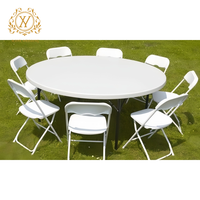 Table ronde pliante en plastique blanc pour mariage, banquet, événement, table à manger ronde pour utilisation pliable