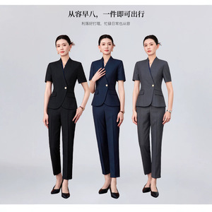 Black Short Sleeve Suit Skirt Set Professional Uniform For Hotel Receptionist Business Wear Summer 2026 - Product Image 2