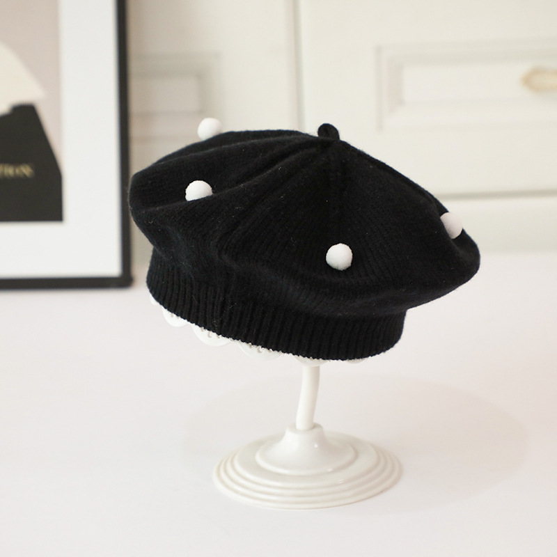Noir [béret en fil boule ronde]