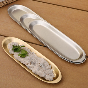 Plateau ovale durable en <span class=keywords><strong>acier</strong></span> inoxydable pour crevettes, boulettes de bœuf, sushis, barbecues, et snacks créatifs – Vaisselle de table pour fondue - Product Image 4