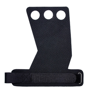 Gants de sport en cuir et fibre de carbone personnalisables 2026 avec logo, 3 trous pour la paume, idéaux pour l'haltérophilie, le CrossFit, la gymnastique et le fitness haut de gamme - Product Image 2